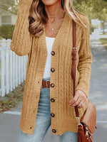 Plain Regular Fit Wool/Knitting Sweater Coat