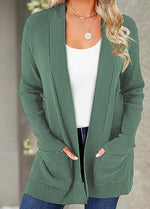 Solid Color with Pockets Long Sleeves Sweater Cardigan