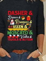 Christmas Alphabet Print Crew Neck Long Sleeves Sweatshirt