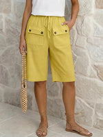 Women's Solid Color Breathable Linen Look Bermuda Shorts