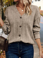 V Neck Plain Casual Shirt