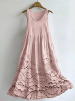 Cottage Floral Print Flowy Linen Tank Dress