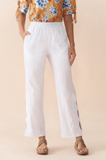 Women Gauze On-seam Pockets Elastic Waist Pants