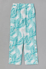 Leaf Print Buttons Casual Pants