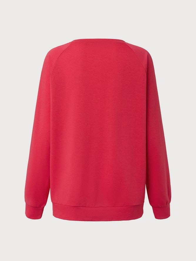 Crew Neck Long Sleeve Cotton Letter Print Sweatshirt