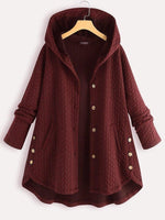 Solid Color Hooded Buttons Long Sleeves Warm Coat