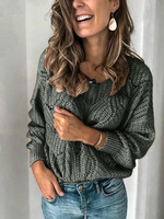 Solid Color Casual Crew Neck Long Sleeves Sweater