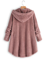 Solid Color Buttons Hooded Long Sleeves Warm Coat