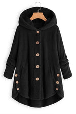 Solid Color Buttons Hooded Long Sleeves Warm Coat