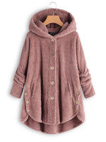 Solid Color Buttons Hooded Long Sleeves Warm Coat