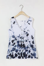 White Floral Print Sleeveless Plus Size Shirt