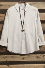 Pinstripe Collar Neck Long Sleeves Front Buttons Shirt