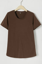 Solid Color Casual Scoop Neck Short Sleeves T-shirt