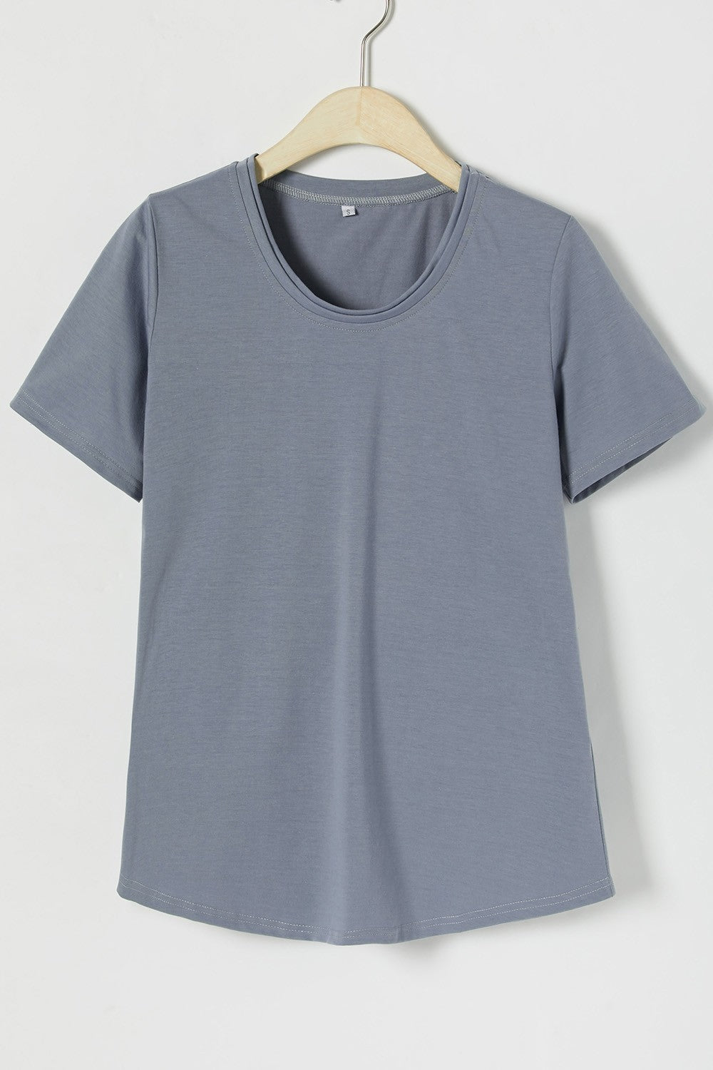 Solid Color Casual Scoop Neck Short Sleeves T-shirt
