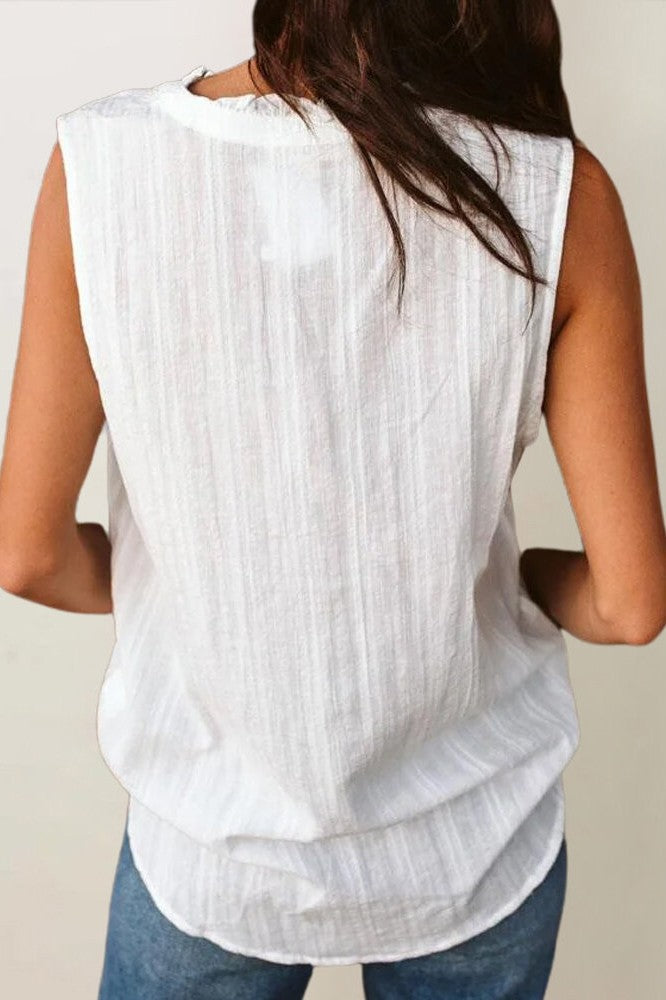 Butterfly Floral Print V-neck Sleeveless Vest Tops
