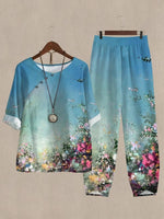 Bloom Painting Print Casual Two Piece